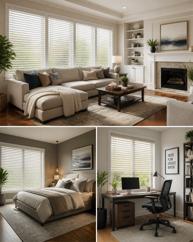 2-Inch White Faux Wood Blinds